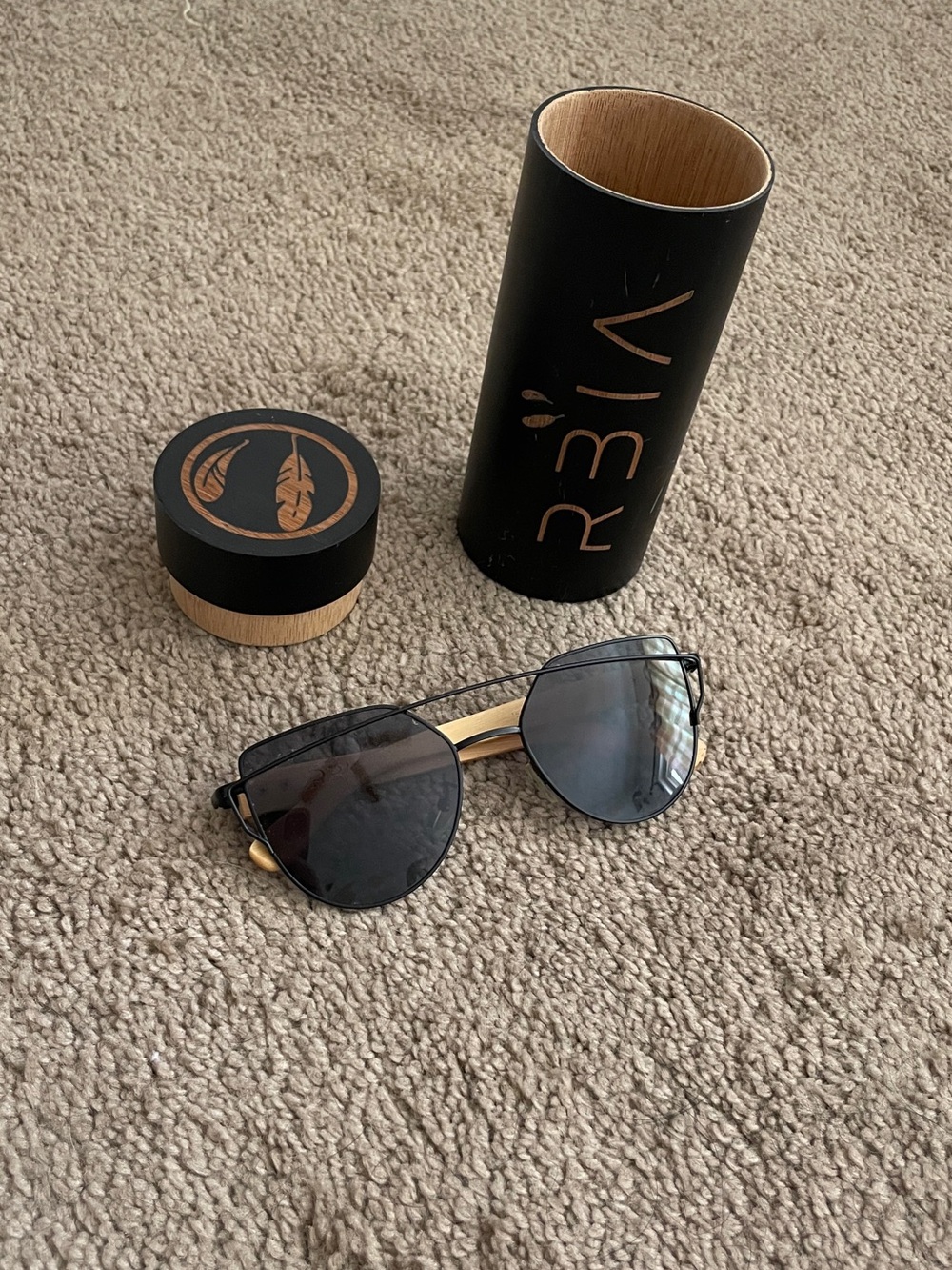 VIA Aviator Sunglasses in Black and Gold